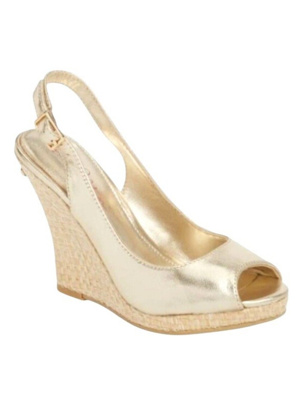 Lilly Pulitzer Kristin Gold Metallic Espadrille Wedge Sandals Size 8.5